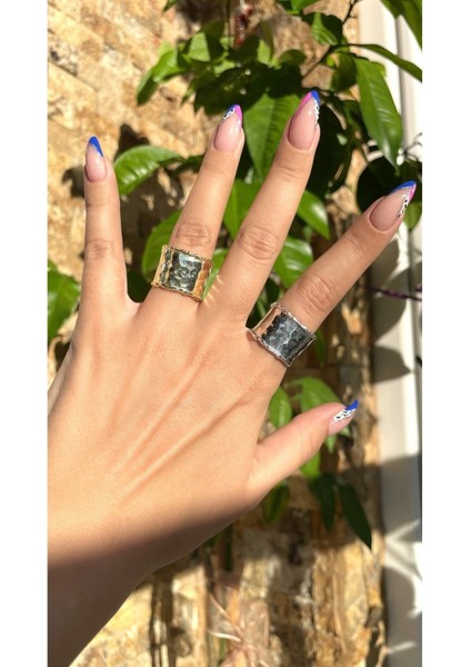 Rodyum Kaplama Vıntage Model Çekiç Dövme Ayarlanabilir 925 Ayar Gümüş Yüzük fiyatları