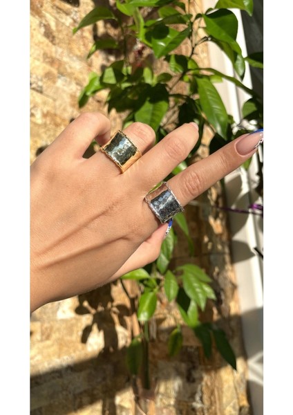 Rodyum Kaplama Vıntage Model Çekiç Dövme Ayarlanabilir 925 Ayar Gümüş Yüzük modelleri