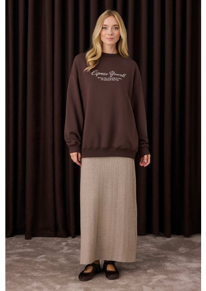 Dokulu Triko Etek Vizon