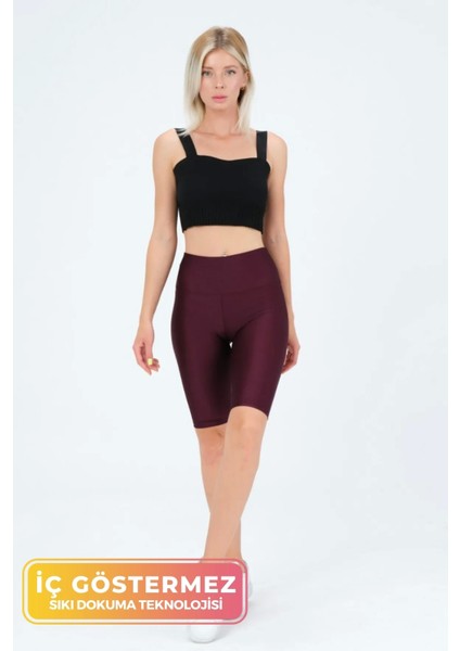 Enenstyle Fashıon Boutıque Yeni Sezon Özel Üretim Toparlayıcı Yüksek Bel Parlak Kumaş Iç Göstermeyen Dizüstü Spor Tayt
