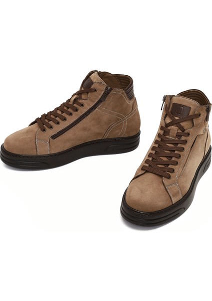 Erkek Vizon Çift Fermuarlı Kalın Tabanlı Nubuk Deri Spor Bot 25WFD6051V3 modelleri
