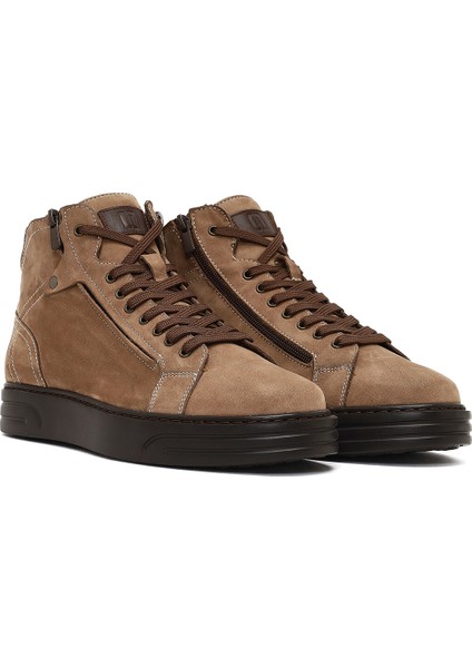 Erkek Vizon Çift Fermuarlı Kalın Tabanlı Nubuk Deri Spor Bot 25WFD6051V3 fırsatları