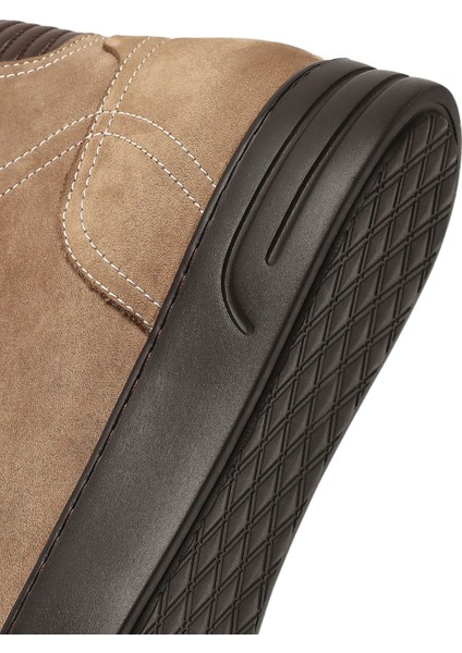 Erkek Vizon Çift Fermuarlı Kalın Tabanlı Nubuk Deri Spor Bot 25WFD6051V3