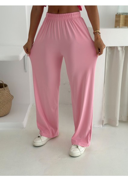 Yazlık Yumuşacık Dokulu Alt Üst Takım / Üst Yarasa Tshirt- Alt Baggy Uzun Pantolon modelleri