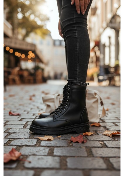 Wanettı Siyah Fermuarlı&bağcıklı Kauçuk Taban Kadın Bot fırsatları
