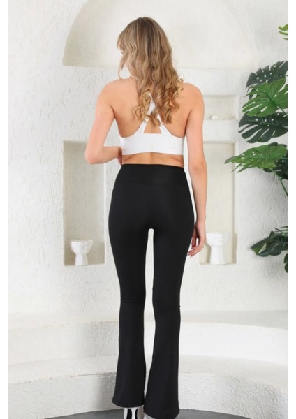 Enenstyle Fashıon Boutıque Yüksek Bel Toparlayıcı Şık Ispanyol Paça Dalgıç Kumaş Rahat Şık Günlük Tayt indirimleri