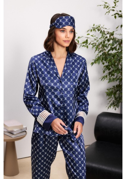 Saten Kadın Pijama Takımı - 1320 Lacivert fiyatları