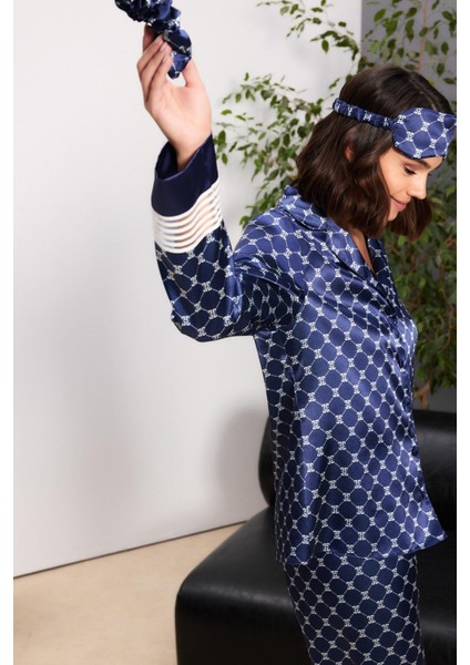 Saten Kadın Pijama Takımı - 1320 Lacivert modelleri