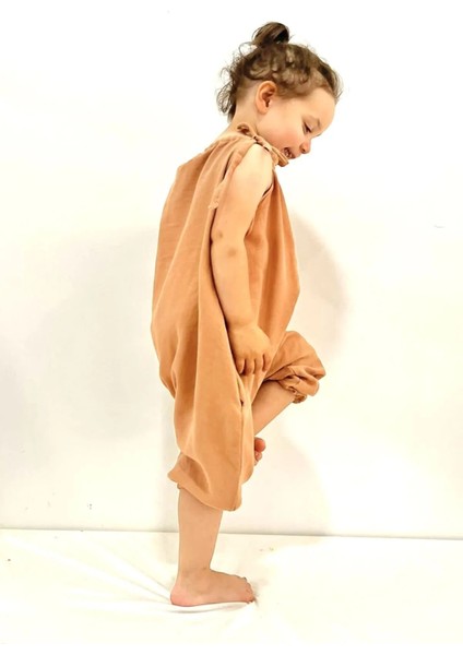 %100 Organik Çift Kat Müslin Kız Çocuk Şalvar Tulum Krem fiyatları