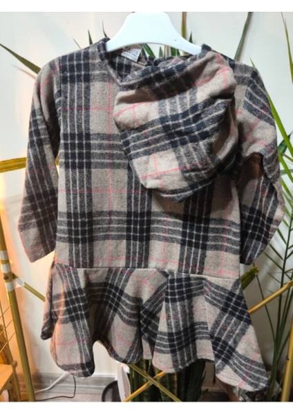 Kız Çocuk Kısa Elbise Şapka Takım Oduncu Kışlık Dar Kalıp Esnek Değil Kahverengi