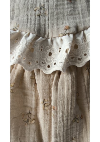 Kız Bebek Çocuk Elbise Otantik Keten Müslin %100 Pamuk Astarlı Tarz Tasarım Çok Şık