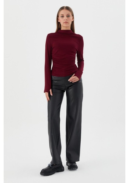 Drapeli Bluz Bordo modelleri