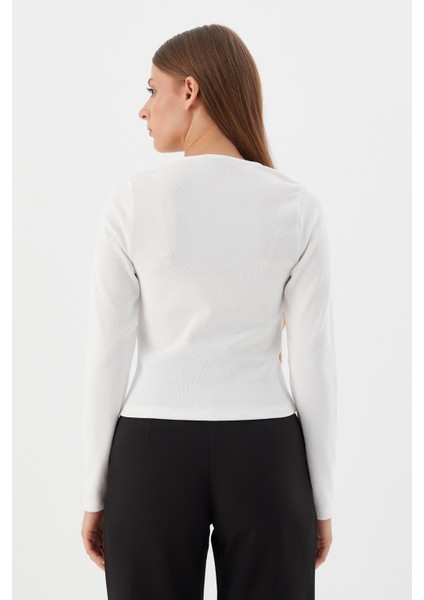 V Yaka Bluz Beyaz indirimleri