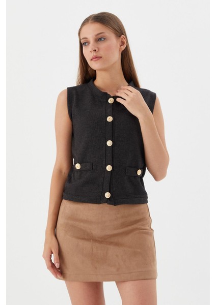 Triko Yelek Bluz Antrasıt