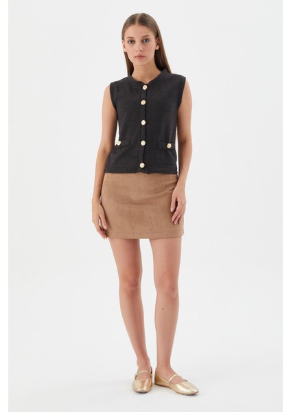 Triko Yelek Bluz Antrasıt modelleri