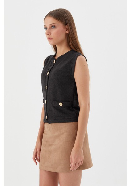 Triko Yelek Bluz Antrasıt fırsatları