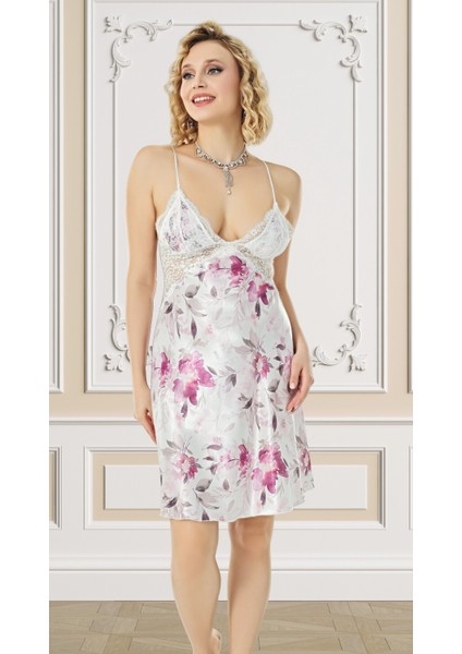 Deluxe Seri Transparan Dantel Çiçek Desenli Kadın Günlük Şık Rahat 2'li Takım - Gecelik ve Sabahlık modelleri