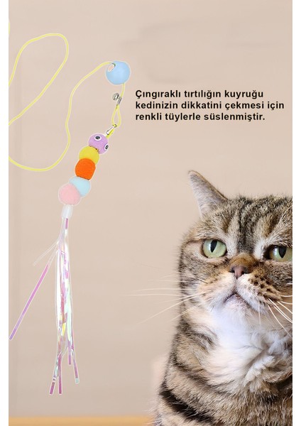 Çıngıraklı Kedi Oyuncağı Yapışkanlı Kedi Oyun Oltası Renkli Ponponlu Hacıyatmaz Oyuncak Zıplayan Top modelleri