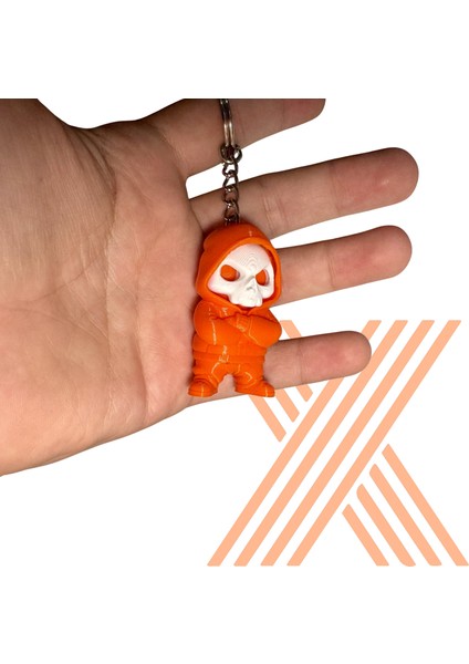 Kapüşonlu Iskelet Anahtarlık & Charm Turuncu Renk 5cm