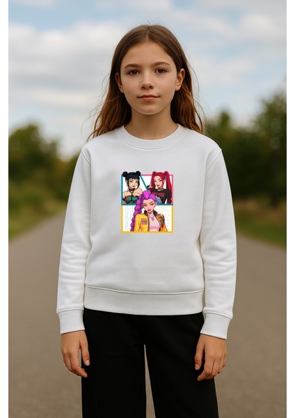 Kpop Demon Hunters Hunterix Zoey Rumi Mira Baskılı 3 Iplik Sweatshirt (4-13 Yaş) - Huntr/x fiyatları