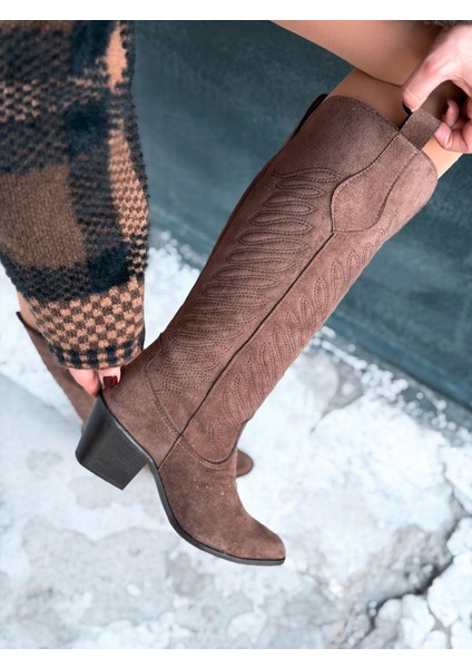 Marvett Kadın Kovboy Çizme Kahverengi Süet fiyatları