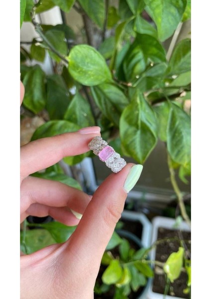 Paraiba Montür Toz Pembe Gurmet Yüzük 925 Ayar Gümüş fiyatları