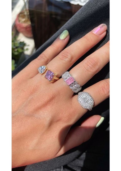 Paraiba Montür Toz Pembe Gurmet Yüzük 925 Ayar Gümüş fırsatları