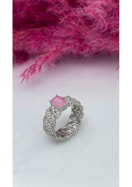 Paraiba Montür Toz Pembe Gurmet Yüzük 925 Ayar Gümüş indirimleri