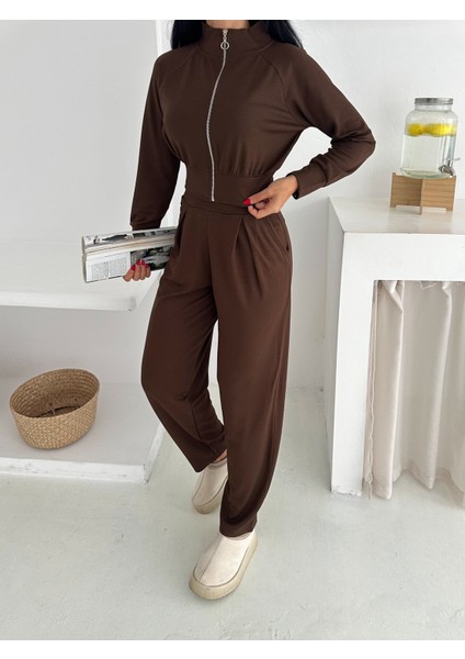 Kadın Eşofman Takımı - Günlük Takım - Geniş Manşetli Fermuarlı Alt Üst Takım
