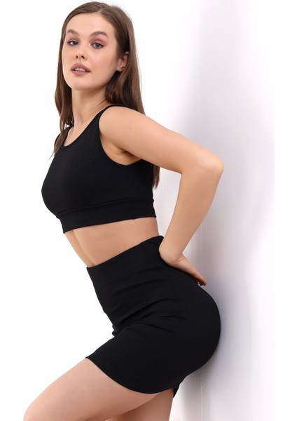 Compack Etek-Crop Bluz Takım Fitilli