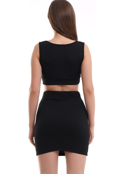 Compack Etek-Crop Bluz Takım Fitilli