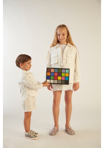 Kız Çocuk Baskılı Beyaz Gabardin Ceket fırsatları