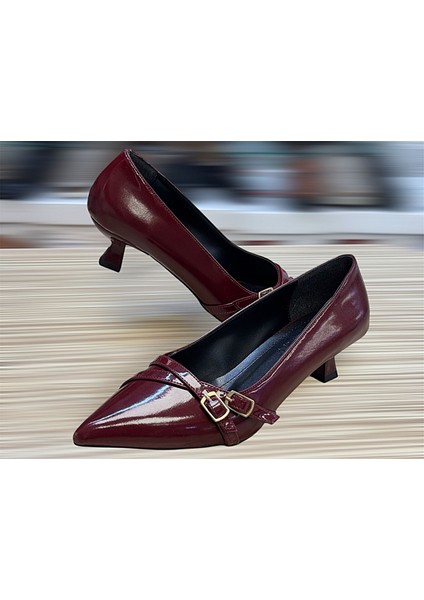 Toka Detaylı 3 cm Kadeh Topuklu Günlük Abiye Stiletto Kadın Ayakkabı modelleri