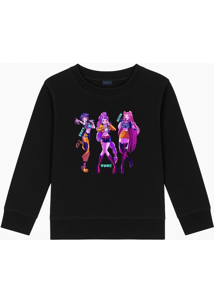 Kpop Demon Hunters Hunterix Iblis Avcıları Zoey Mira Rumi Tasarım Baskılı 3 Iplik Sweatshirt