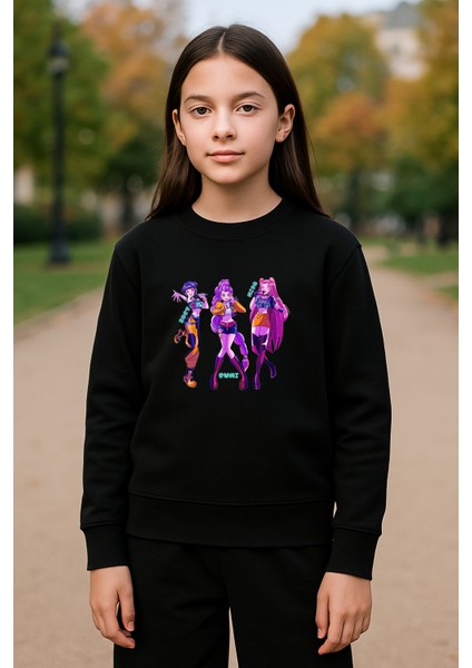Kpop Demon Hunters Hunterix Iblis Avcıları Zoey Mira Rumi Tasarım Baskılı 3 Iplik Sweatshirt fiyatları