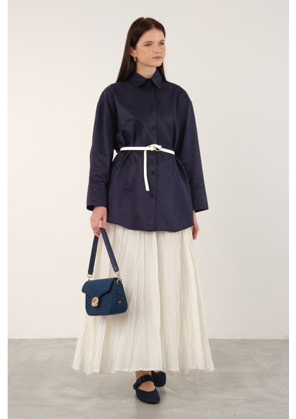 Poplin Gömlek Kısa Ofis Lacivert