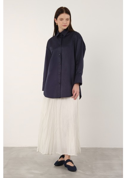 Poplin Gömlek Kısa Ofis Lacivert