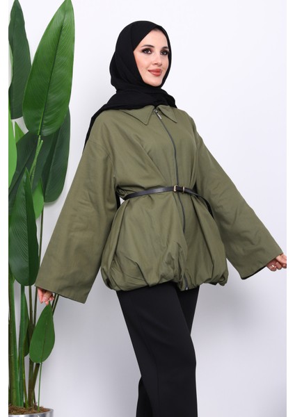 Haki Pileli Astarlı Gabardin Ceket modelleri