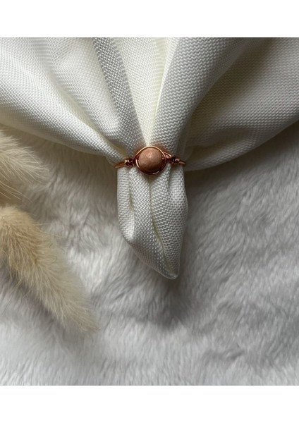 Güneş Taşı Ayarlanabilir Bakır Renk Tel Yüzük