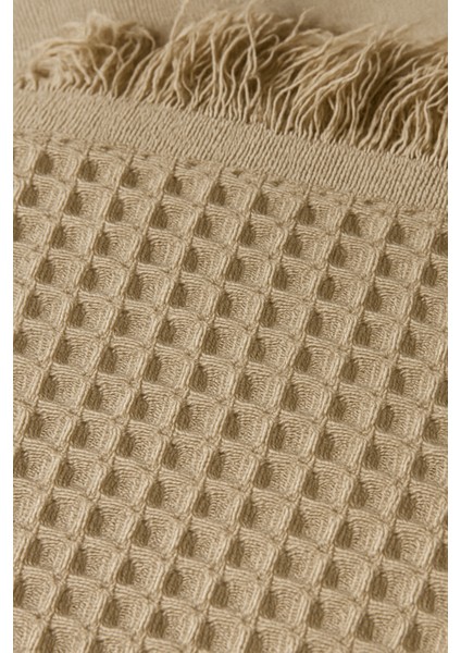 Pamuklu Dokulu Ekru Koltuk Şalı 170X220 cm – Saçaklı Tv Battaniyesi & Dekoratif Koltuk Örtüsü modelleri