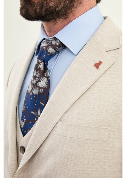 Dokulu Slim Fit Mono Yaka Erkek Takım Elbise fiyatları