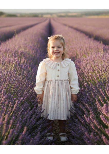 Kız Bebek Çocuk Elbise Otantik Keten Müslin %100 Pamuk Astarlı Tarz Tasarım Çok Şık