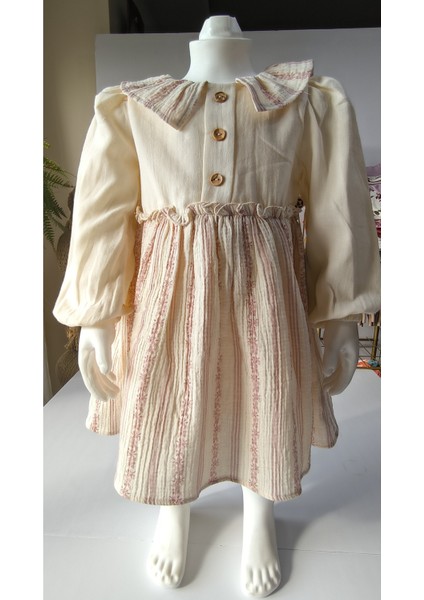 Kız Bebek Çocuk Elbise Otantik Keten Müslin %100 Pamuk Astarlı Tarz Tasarım Çok Şık fiyatları