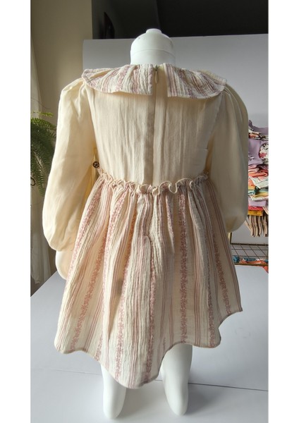 Kız Bebek Çocuk Elbise Otantik Keten Müslin %100 Pamuk Astarlı Tarz Tasarım Çok Şık modelleri