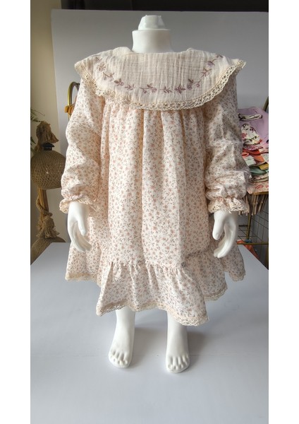 Kız Bebek Çocuk Elbise Otantik Keten Müslin %100 Pamuk Astarlı Tarz Tasarım Çok Şık fiyatları