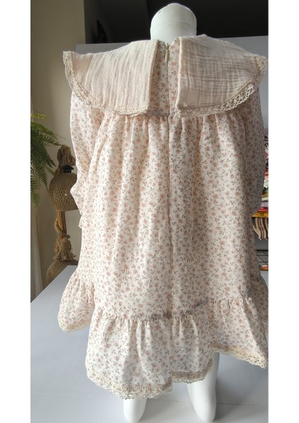 Kız Bebek Çocuk Elbise Otantik Keten Müslin %100 Pamuk Astarlı Tarz Tasarım Çok Şık fırsatları