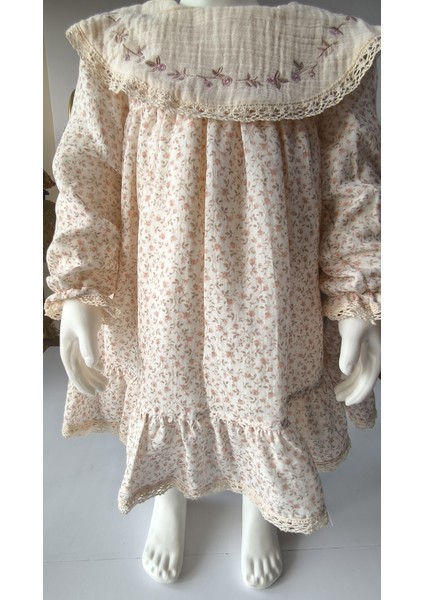 Kız Bebek Çocuk Elbise Otantik Keten Müslin %100 Pamuk Astarlı Tarz Tasarım Çok Şık indirimleri