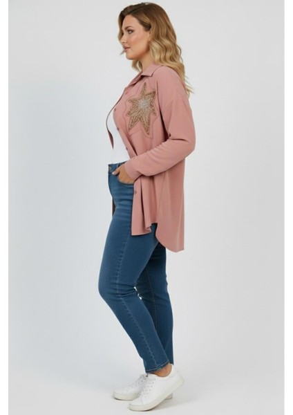 Kadın Büyük Beden Pul Payet Işlemeli Uzun Kollu Gömlek 1985-26 fiyatları