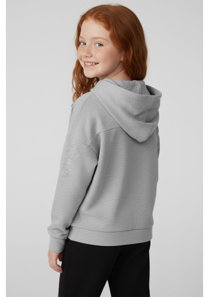 Unisex Çocuk Basic Pamuklu Kapüşonlu Sweatshirt - Gri fırsatları