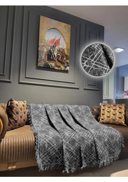 Pamuklu Lüks Kaymaz Koltuk Örtüsü | Koltuk Şalı | Çok Amaçlı Örtü